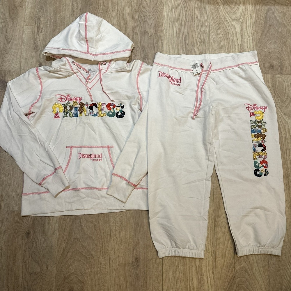 Disney Parks Princess Youth Sweatsuit - White Sweatpants Sz M Sweatshirt Sz L